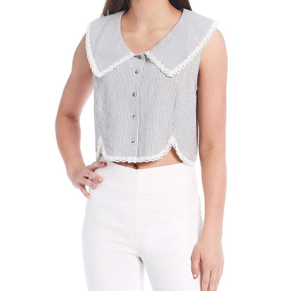 Chelsea & Violet Tops - Chelsea & Violet Women Top size Small Sleeveless Button Front Blue Stripped NEW